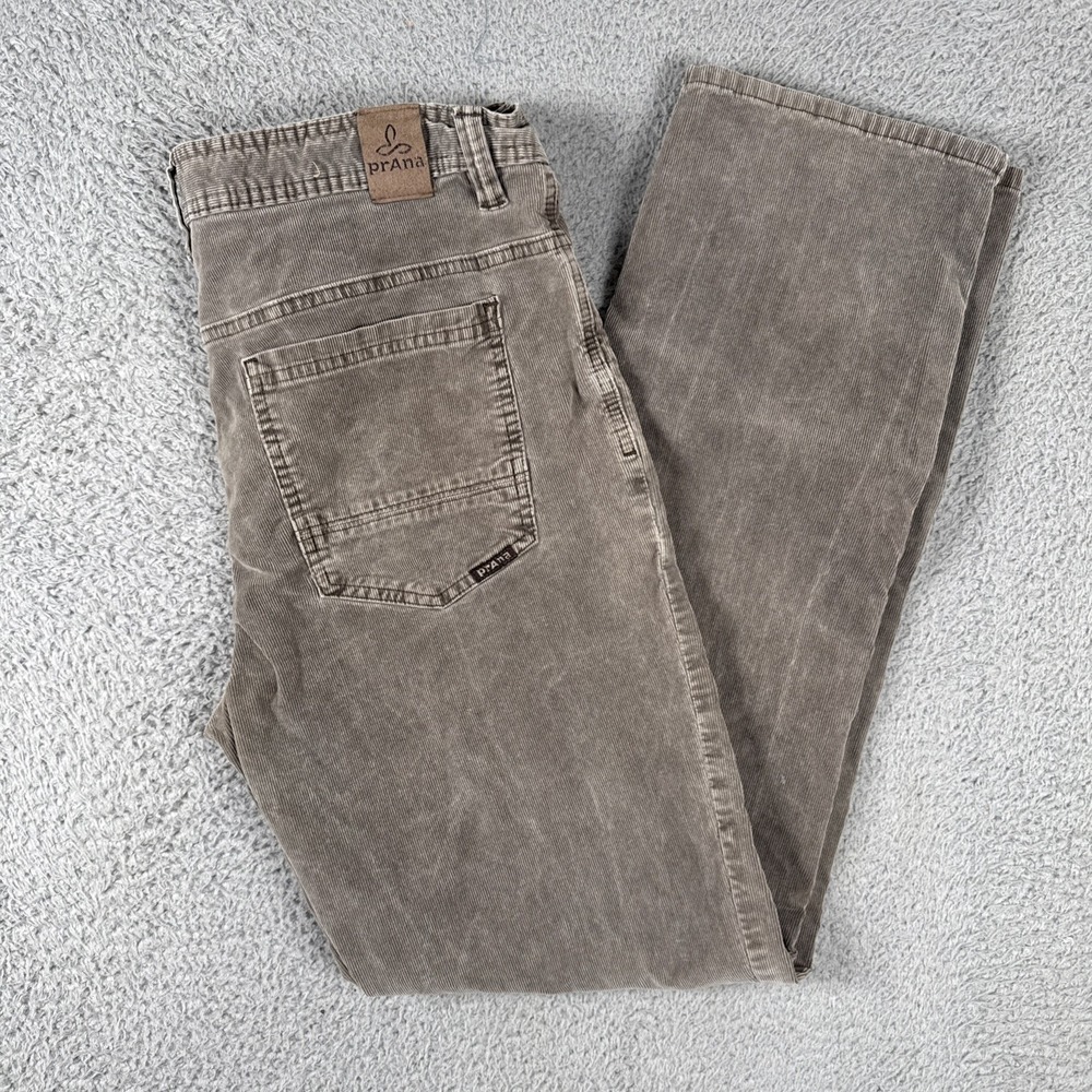 Prana Corduroy Pants Mens 34x32 Olive Green Slim Fit Cords
